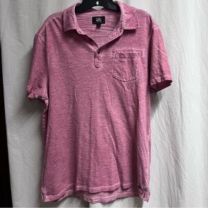 Rock & Republic Red Polo Men's Shirt Size Large Pocket 100% Cotton